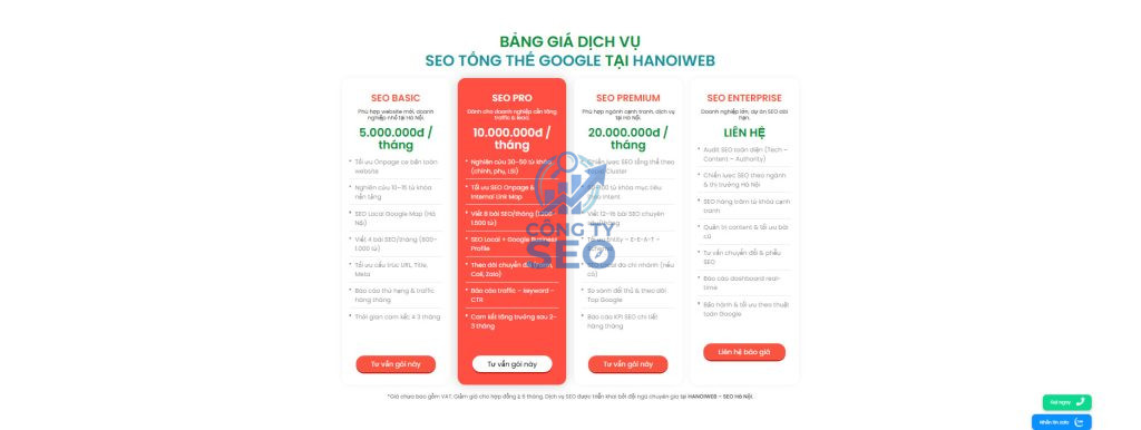 Đánh giá dịch vụ SEO tổng thể Google tại Hà Nội Web
