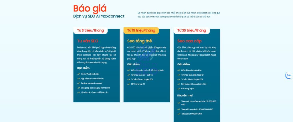 Dịch vụ SEO AI Maxconnect độc quyền