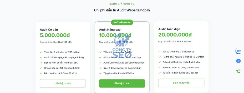 Dịch vụ audit website chuyên sâu
