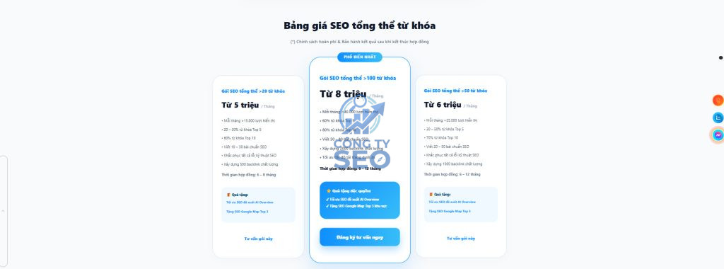 Dịch vụ seo website tổng thể và bảng giá chi tiết