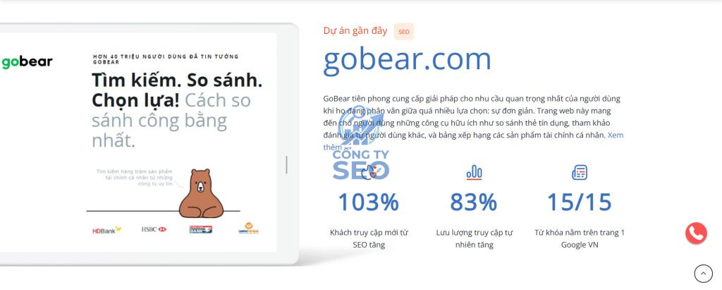 Dự án bứt phá traffic tự nhiên cho cổng so sánh tài chính GoBear Việt Nam